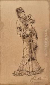 Standing Female Figure by Hemendranath Mazumdar