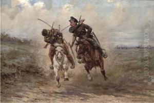 A Cavalry Skirmish by Viktor Vinkent'evich Mazurovskii