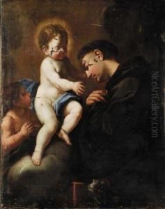 Sant antonio Con Bambino E San Giovannino by Ludovico Mazzanti
