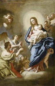 Madonna And Child With Praying Angels