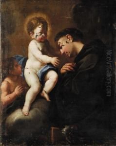 Sant'antonio Con Gesu' E San Giovannino by Ludovico Mazzanti