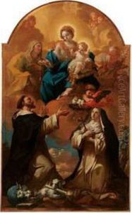 La Madonna E Il Bambin Gesu Offrono Il Rosario A San Domenico E Santa Caterina Da Siena