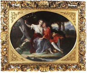 Angelica And Medoro by Giuseppe Mazzolini