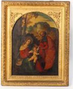 The Virgin And Child With St. Joseph In A Landscape by Ludovico Mazzolino