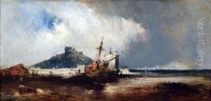 Coastal Scene With Beached Fishing Boats by William McAlpine