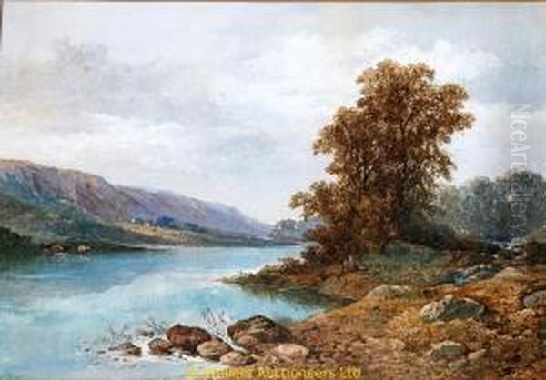 Landscape Study With Fisherman And Cattle In Background - view 1