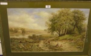 River Scene With Berry Pickers