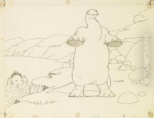 Gertie The Dinosaur On Her Hind Legs. - view 1