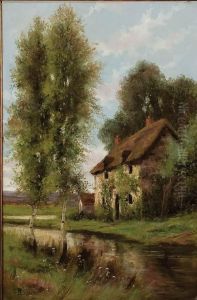 Country Home Along Stream by Clara Taggart Mcchesney