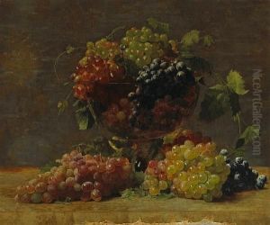 A Variety Of California Grapes In A Glass Vase by William Joseph Mccloskey