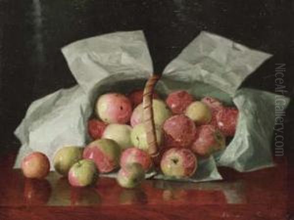 Lady Apples In Overturned Basket - view 1