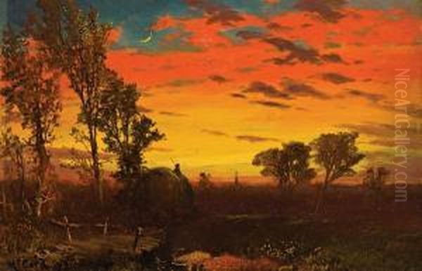 Sunset Over A Farm - view 1