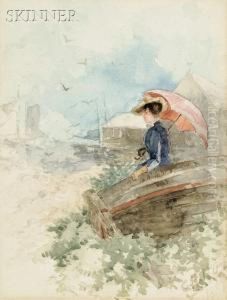 Woman Seated In A Dory On The Shore by George Herbert McCord