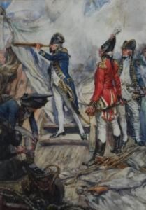 Admiral Horatio Nelson Standing Onthe Gun-deck Surveying The Enemy Through His Telescope Withofficers In Attendance And In The Midst Of A Battle by Arthur David Mccormick