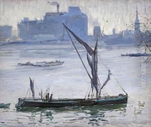 Thames Barges by Mary Mccrossan