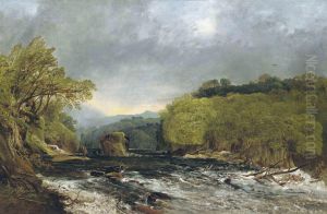 An Angler In A Stormy Landscape by Horatio McCulloch