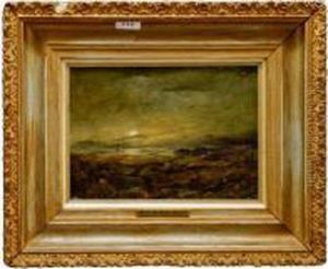 Subject - Sunset,
Shepherds And Hissheep/cattle,
Sea In Distance by Horatio McCulloch