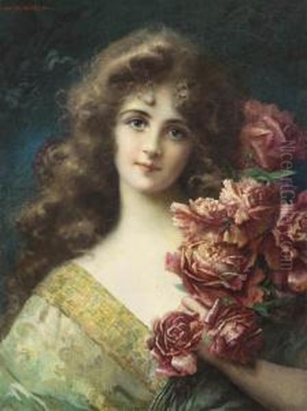 Portrait Of A Lady With Flowers - view 1