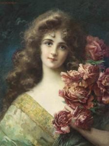 Portrait Of A Lady With Flowers Portrait Of A Lady With Flowers