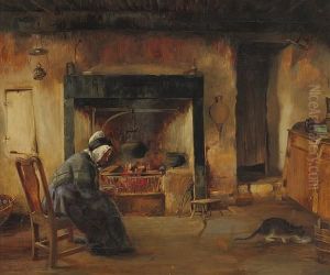 A Fireside In Arran by Tom Mcewan