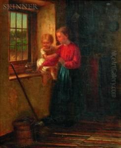 Interior Scene With Mother And Child by William M. Mcewan