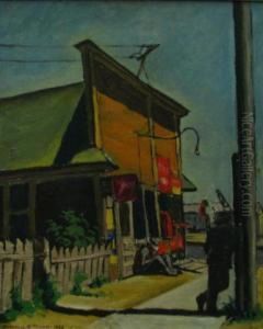 Men In Hats On Street Corner by Eugene Mcfarland