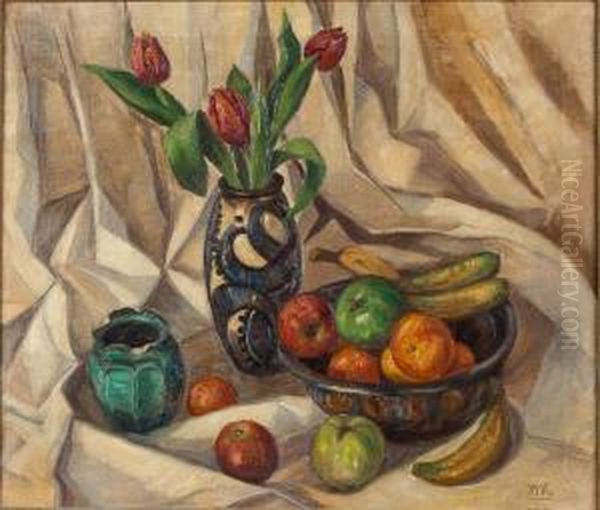 Modernist Still Life With Flowers And Pottery - view 1