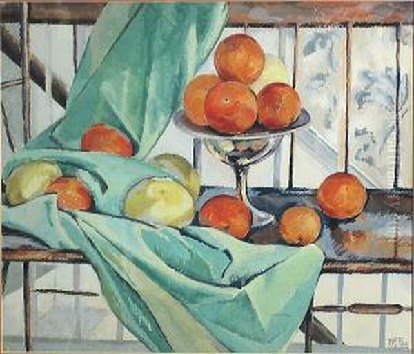 A Still Life With Oranges And A Green Cloth - view 1