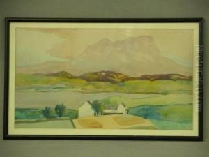 Farmstead On Lochside With Distant Mountains by James Mcgill