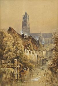 View On The Canal In Bruges by William Bingham McGuinness