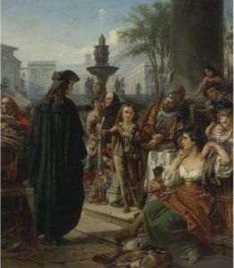 Metastasio, As A Child, Is Discovered By Gravina Singingextemporaneous Verses In The Streets Of Rome by Robert McInnes