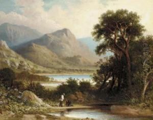 Anglers In A Mountainous Landscape