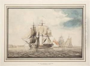 38 Gun Frigate At Anchor by William Mckerras
