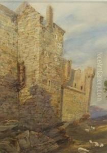 Sheep Grazing Before A Castle by David Hall McKewan