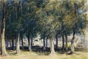 A Farmhouse Viewed Through Trees by David Hall McKewan
