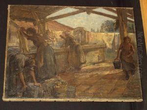 Women At A Wash House, Thought To Be In Ireland by Day Mckillip