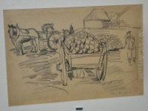Loaded Horse And Cart With Figures