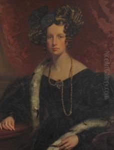 Lady In A Dark Gown And Ringlets by Daniel Macnee
