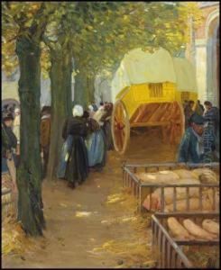 Market In Brittany by Helen Galloway Mcnicoll
