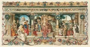 A Homage To Florence: The Coronation Of Flora, Her Hand Resting On A Marzocco, With The Duomo And Palazzo Vecchio In The Background