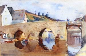 Figure On A Stone Bridge by Rose Mead