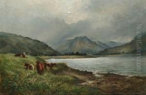 Cattle By A Lake by Chris Meadows