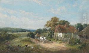 Farmer And Team On Country Road by Edwin Longsden Long