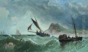Boats In Stormy Seas by James M., Meadows Snr.