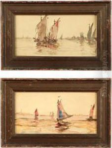 Sailing Ships On The Water by Lewis Henry Meakin