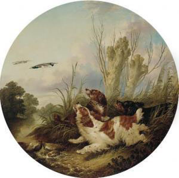 Spaniels Flushing Mallards - view 1