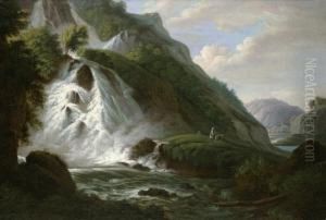 Der Unterste Reichenbachfall by Jacob Wilhelm Mechau