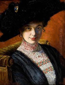 Portret Pani J. by Jozef Mecina-Krzesz