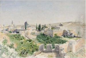 View Of The Temple Mount, Jerusalem by Adolf von Meckel
