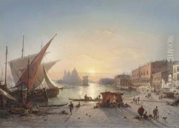 Ships Docked At The Riva Degli Schiavoni With Palazzo Ducale And Santa Maria Della Salute, Venice - view 1